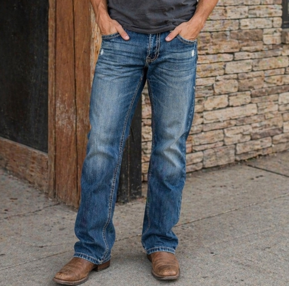 Rock & Roll Cowboy Jeans Men’s 34 Blue Straight Leg Classic Fit Denim